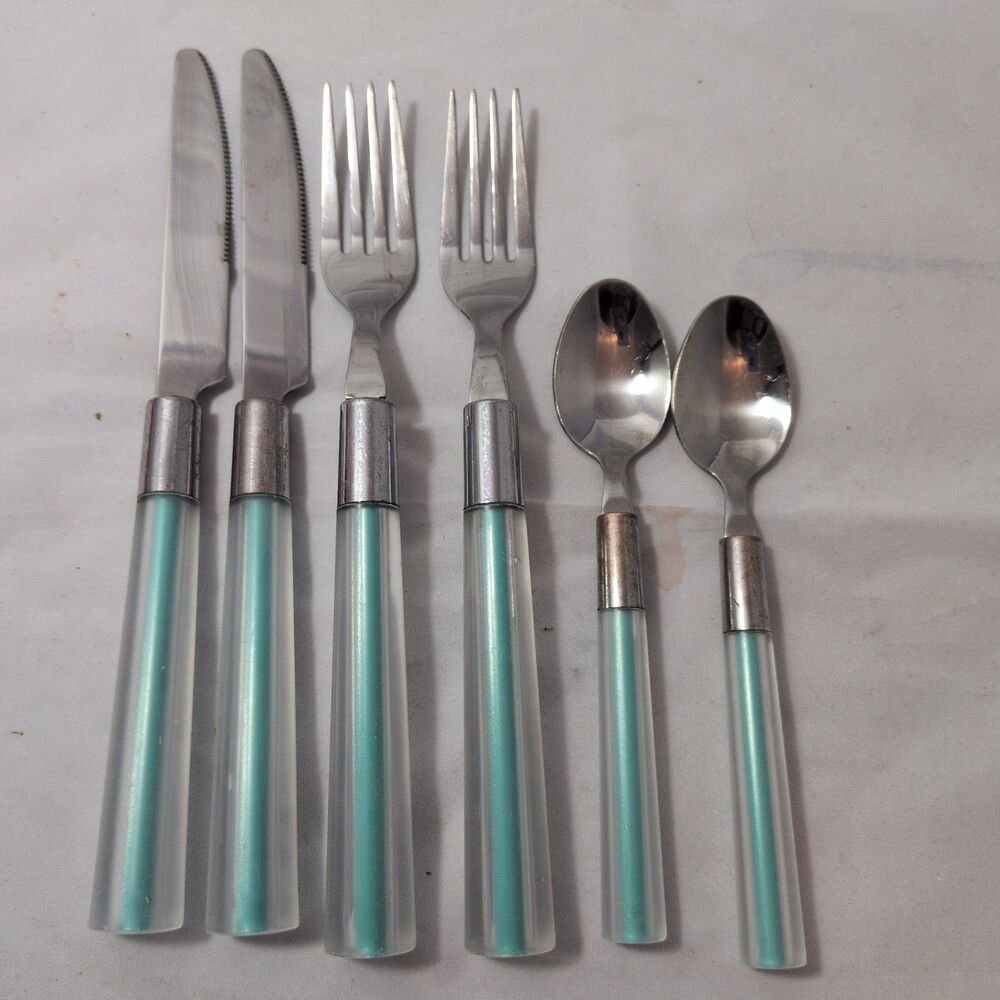 Vintage Mid-Century Modern Lucite Flatware Set - 6 Pieces